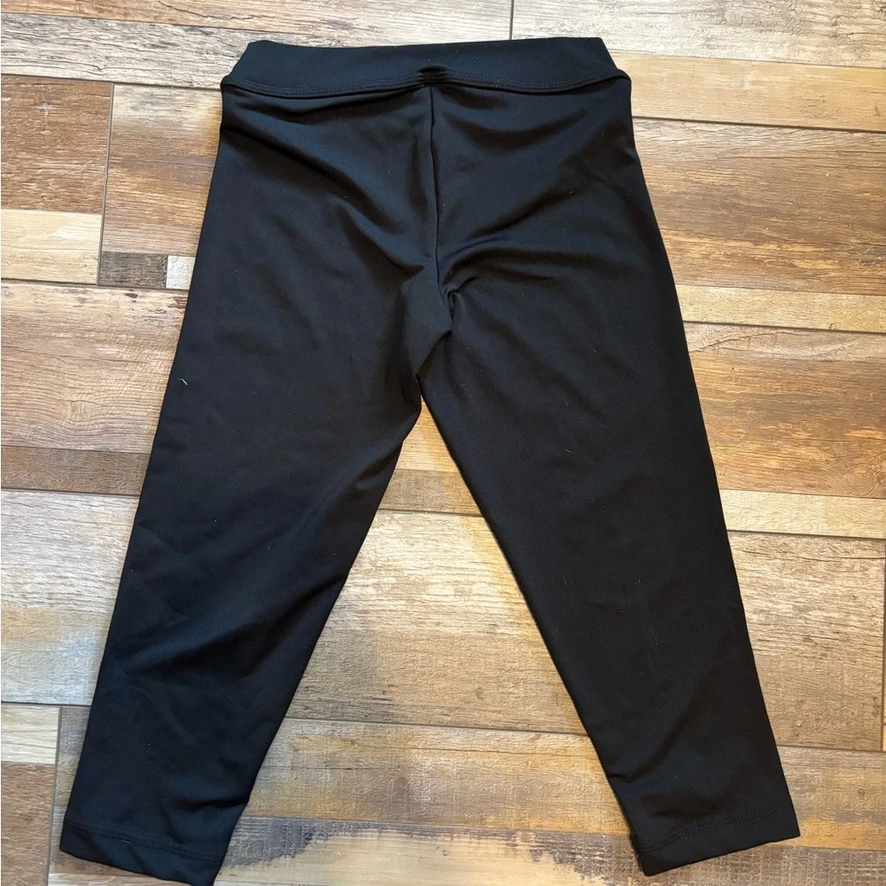 GK Black Cropped Athletic Leggings with White Logo